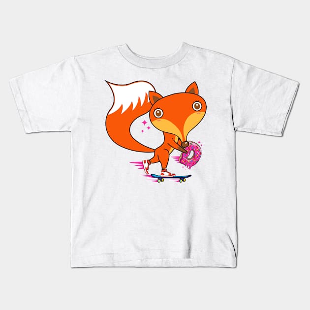 Adventurous Fox Kids T-Shirt by Plushism